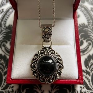 925 silver / black stone pendant